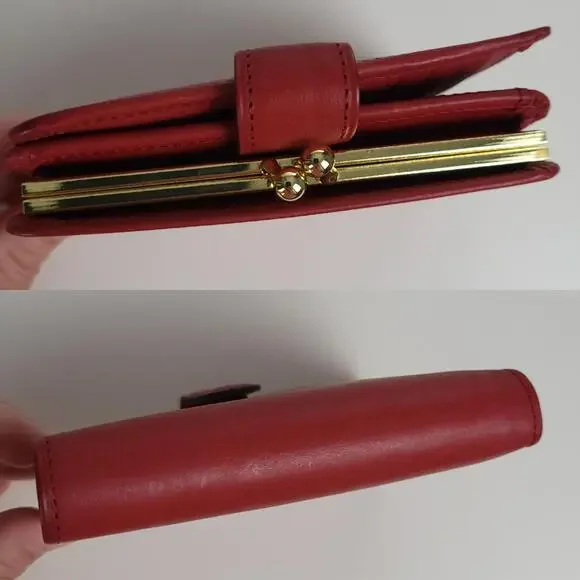 NIB COACH Vintage 4886 Continental Clutch Wallet Red Leather Kiss Lock Framed - Picture 7 of 10